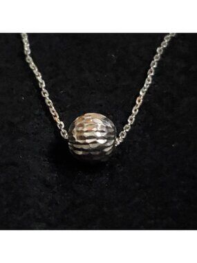 JCM Sterling Silver Necklace Faceted Ball Bead 10mm 18"